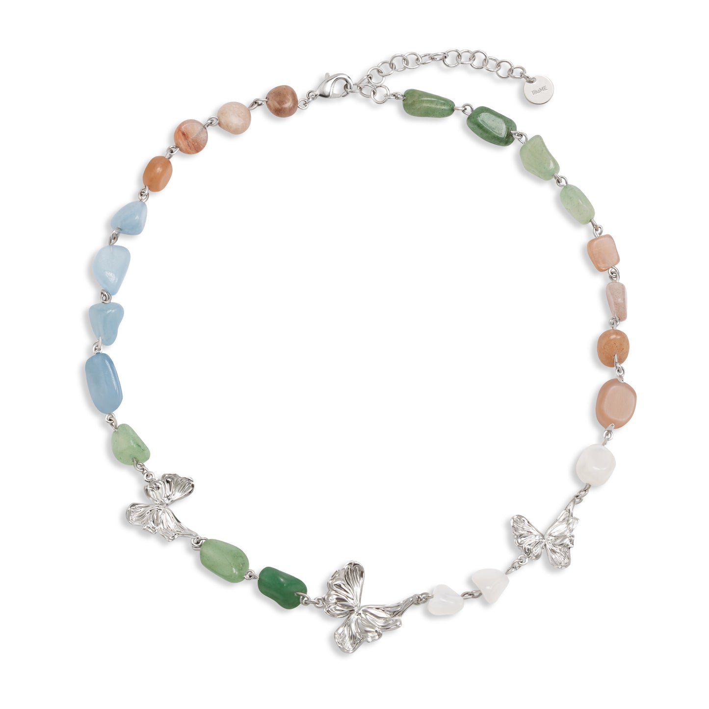 Colorful Natural Stone Butterfly Necklace