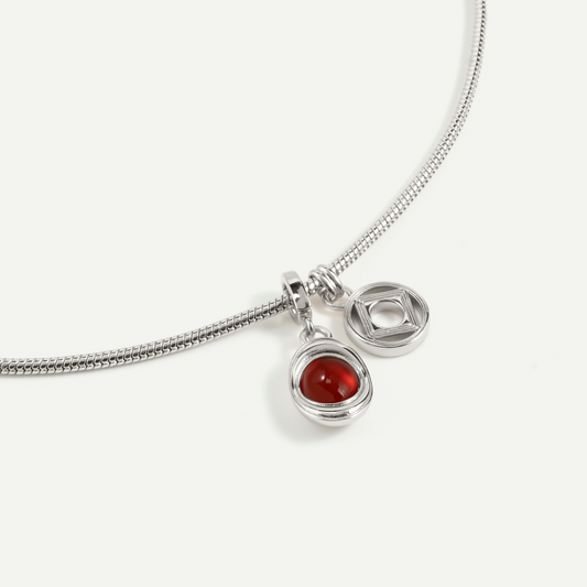 Agate Yuanbao Coin Snake Bone Chain