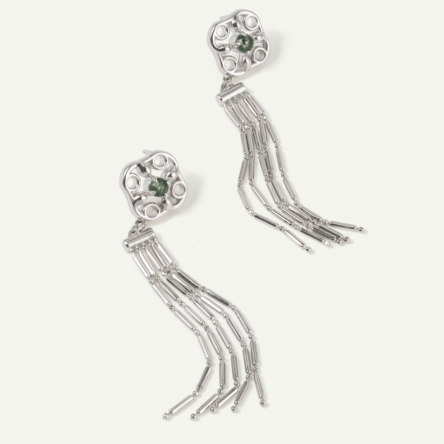 Green Ghost Tassel Earrings