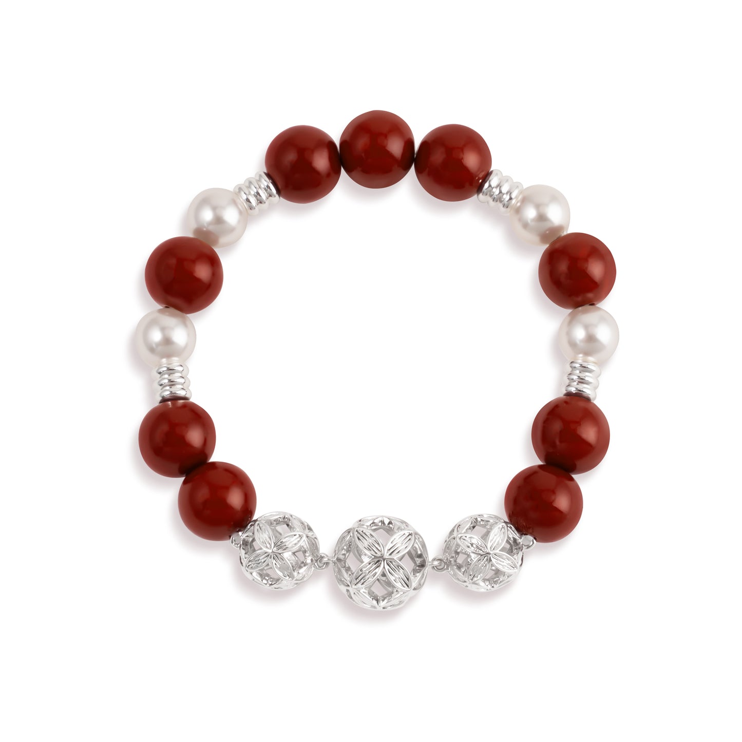 Money Pattern Round Ball Cinnabar Pearl Strand