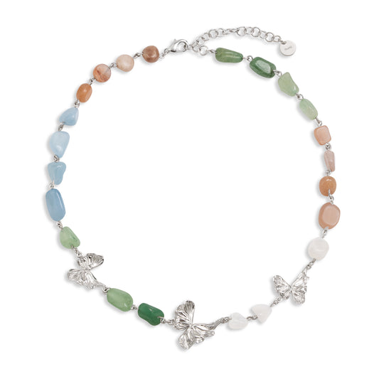 Colorful Natural Stone Butterfly Necklace