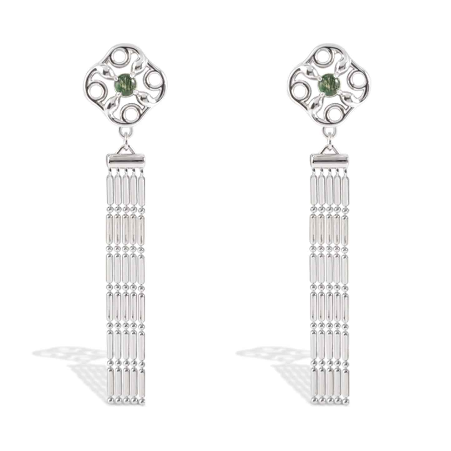 Green Ghost Tassel Earrings