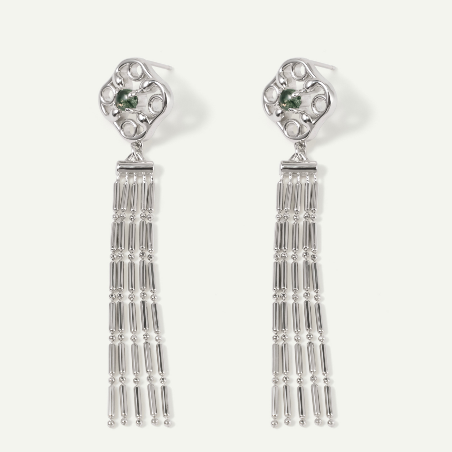 Green Ghost Tassel Earrings