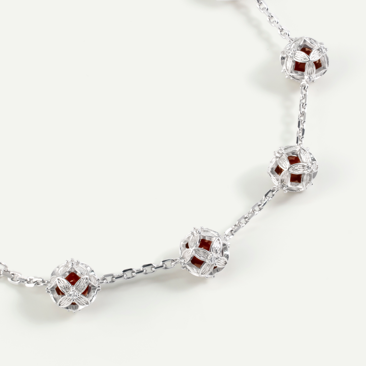 Red Agate Coin Zircon Bracelet