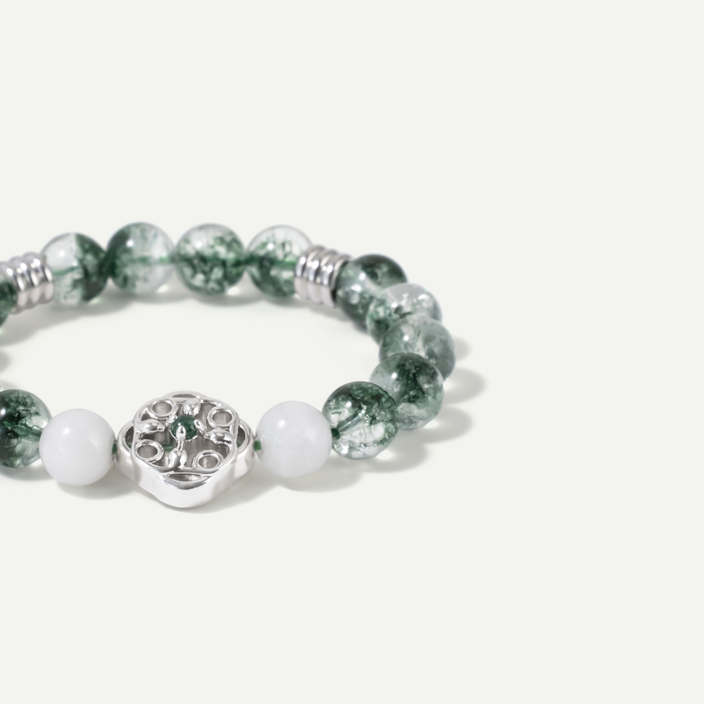 White Chalcedony Spacer Bead Green Specter Bracelet