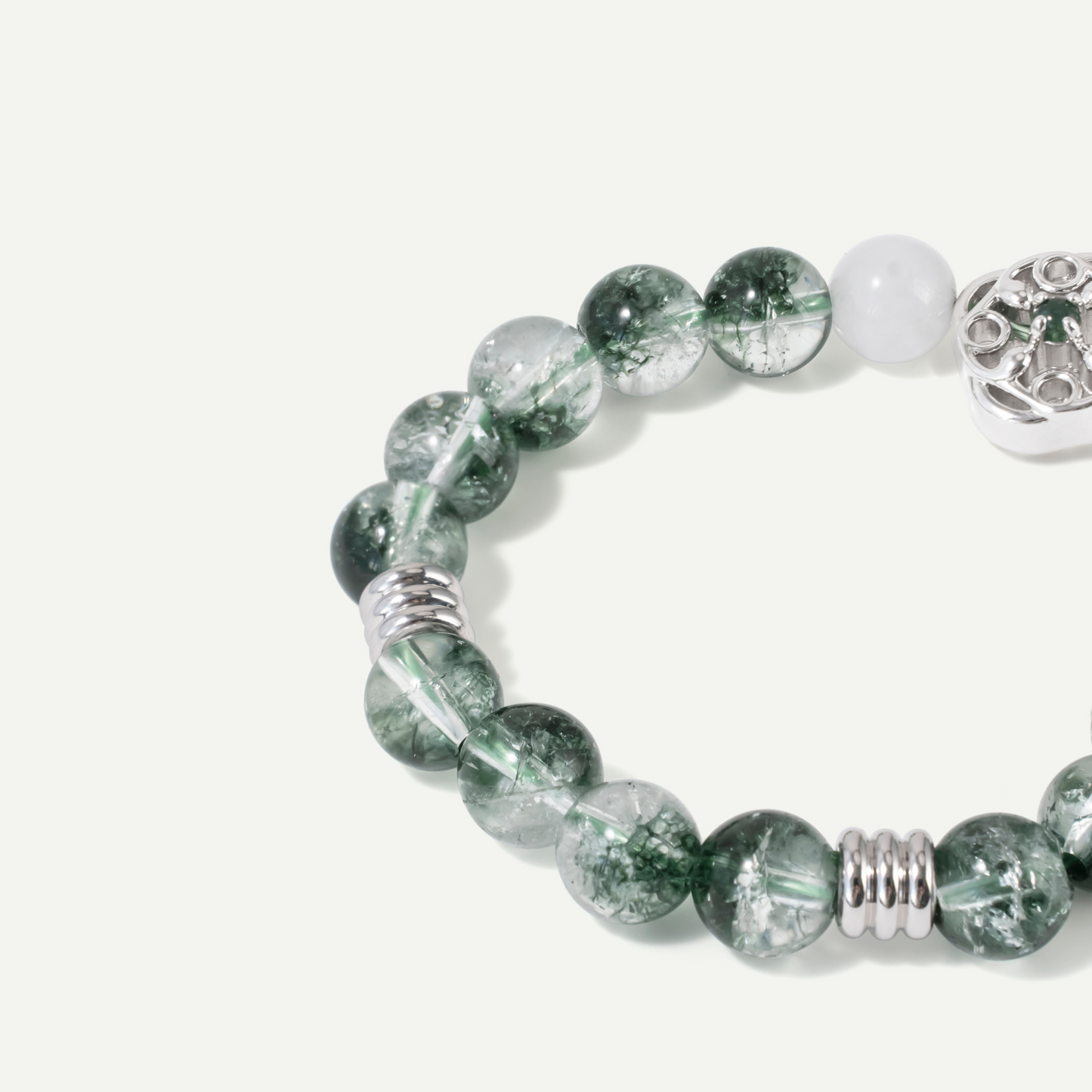 White Chalcedony Spacer Bead Green Specter Bracelet