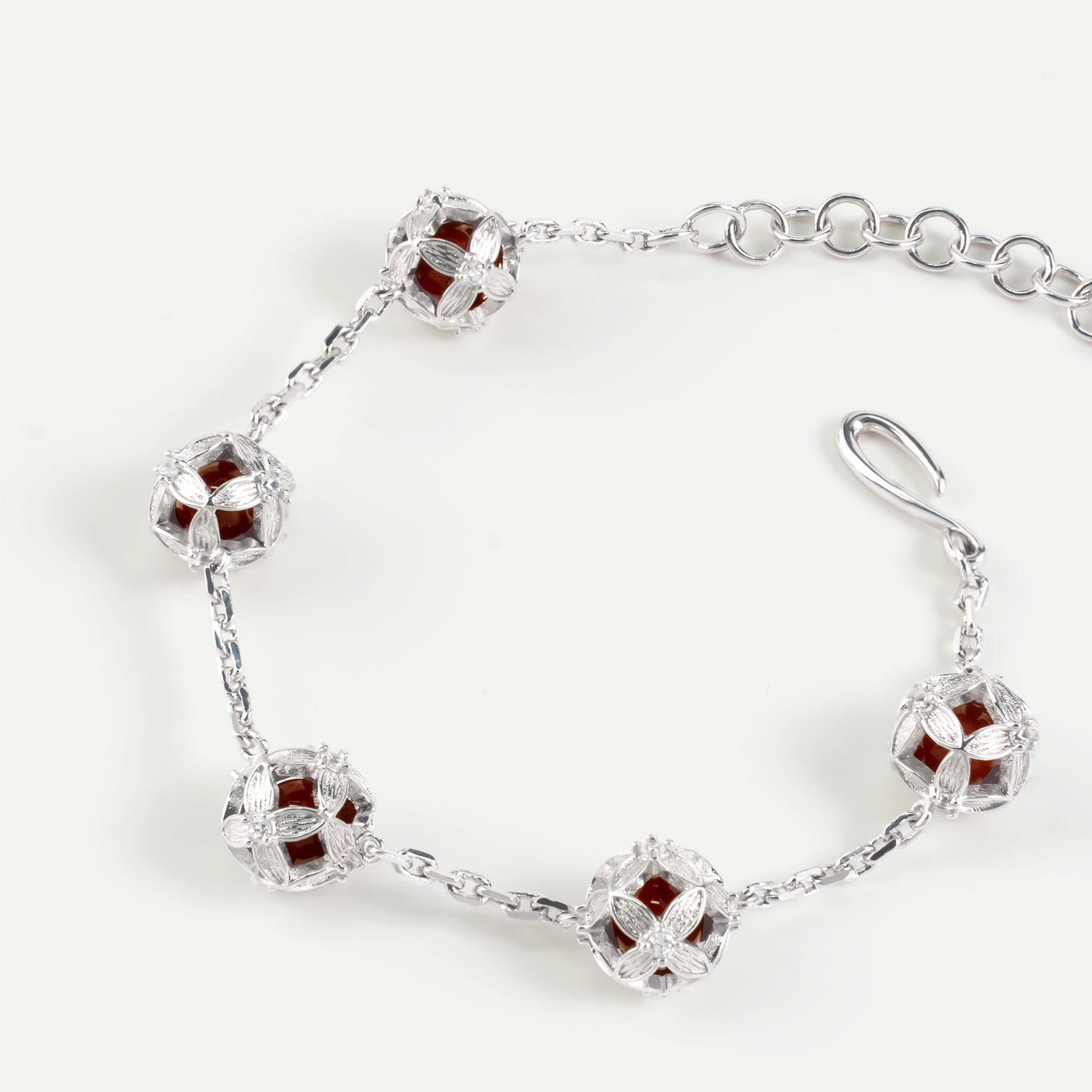 Red Agate Coin Zircon Bracelet
