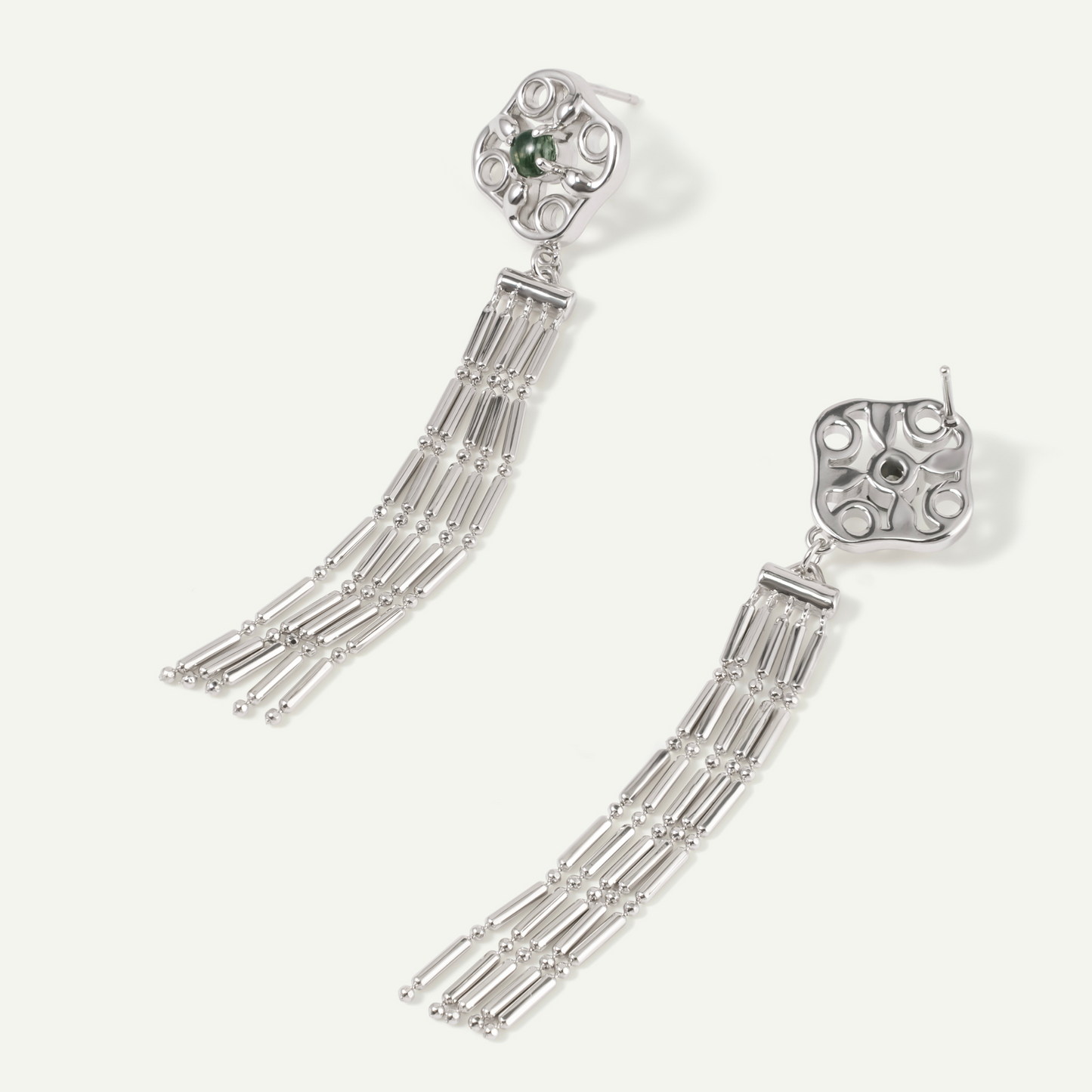 Green Ghost Tassel Earrings