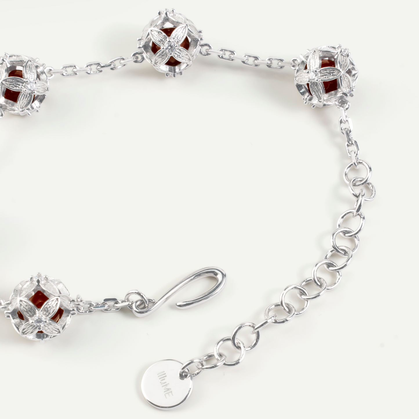 Red Agate Coin Zircon Bracelet