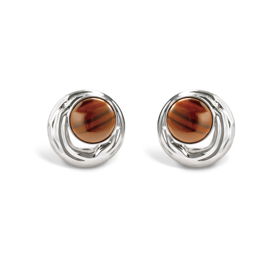 Wood grained stone disc earrings