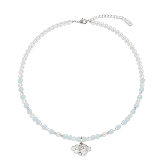 Lucky Cloud Crescent Moon Two Wear Necklace