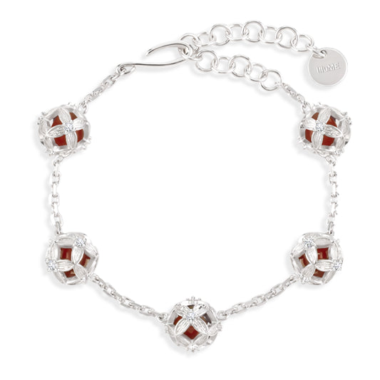 Red Agate Coin Zircon Bracelet