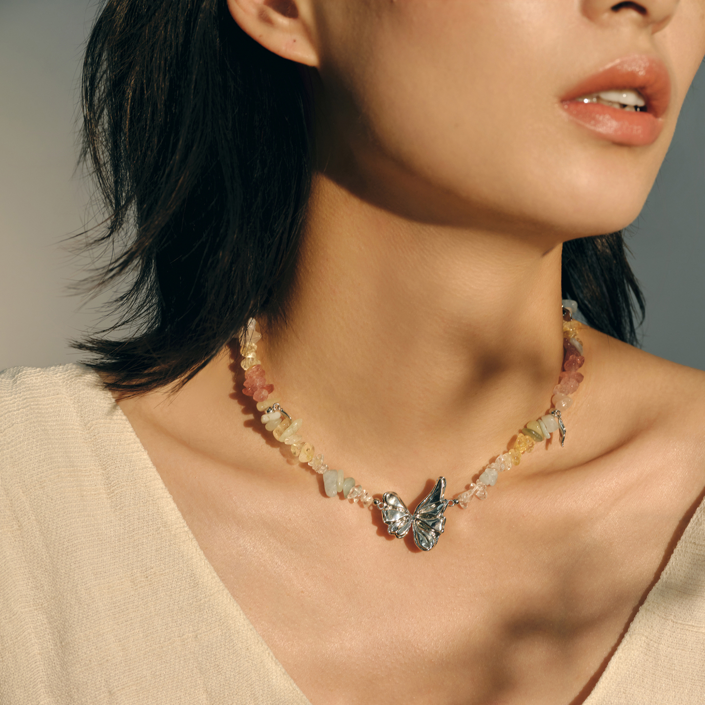 Colorful Crystal Butterfly Necklace