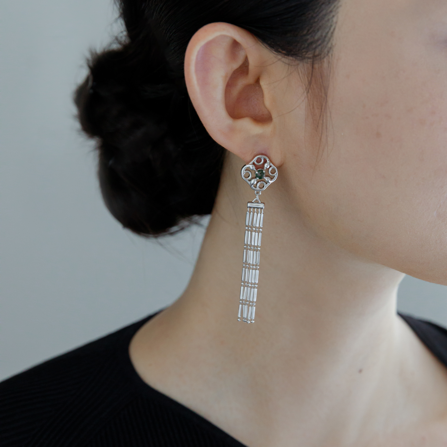 Green Ghost Tassel Earrings