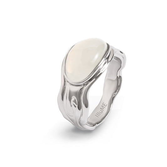 White Chalcedony Auspicious Clouds Ring