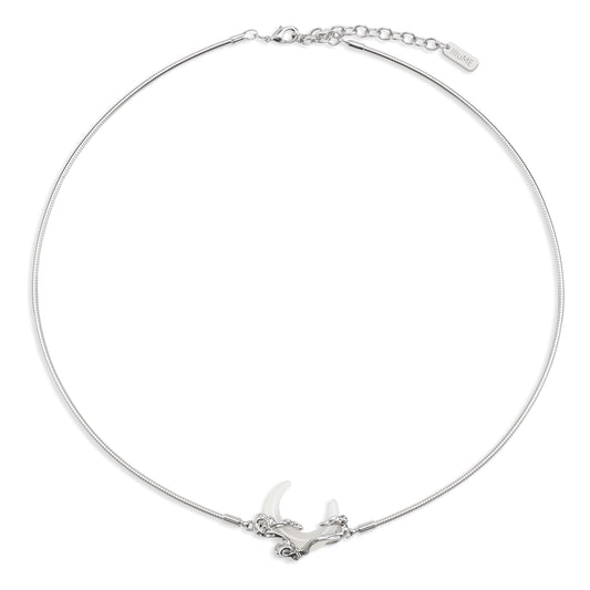 White Chalcedony Crescent Moon Necklace