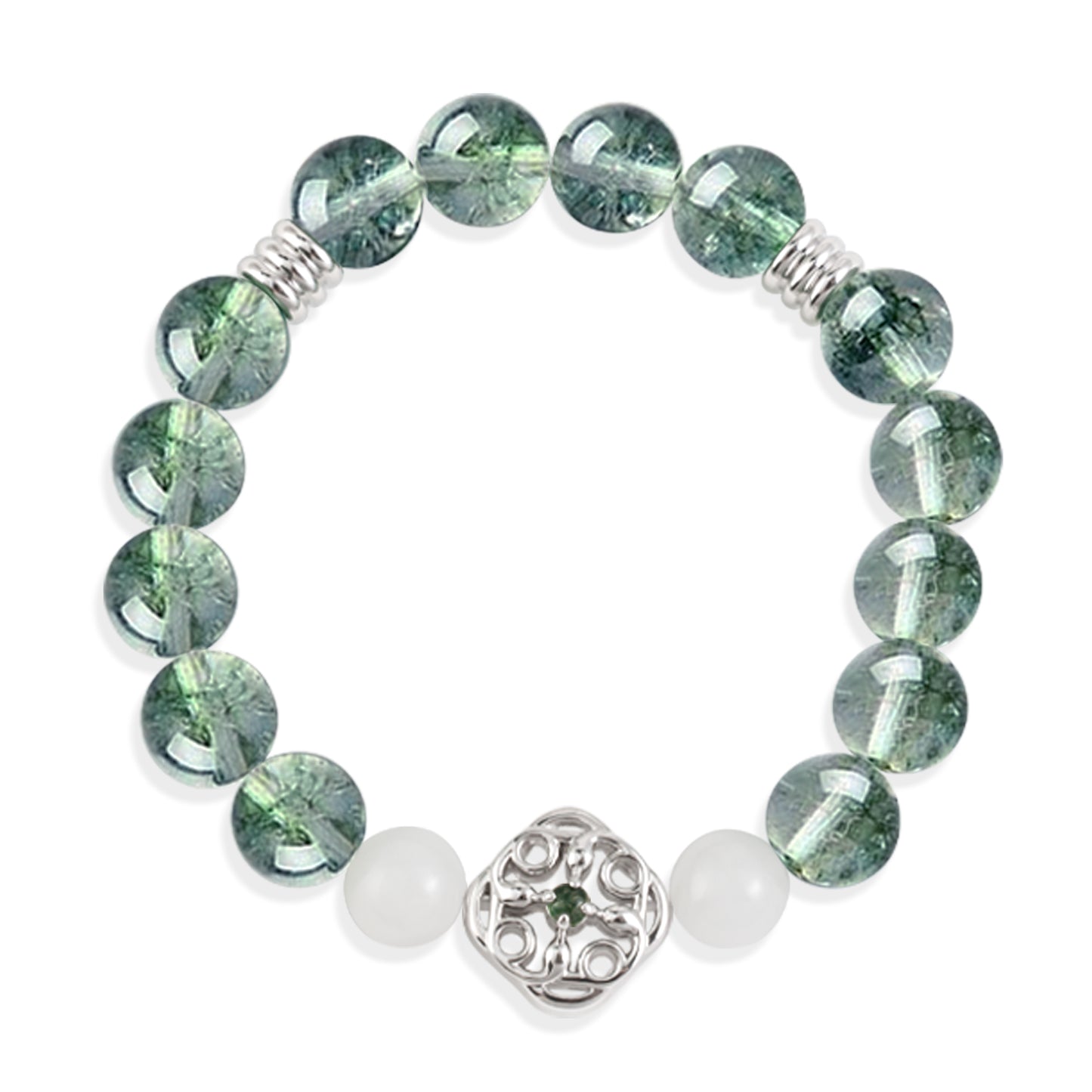 White Chalcedony Spacer Bead Green Specter Bracelet