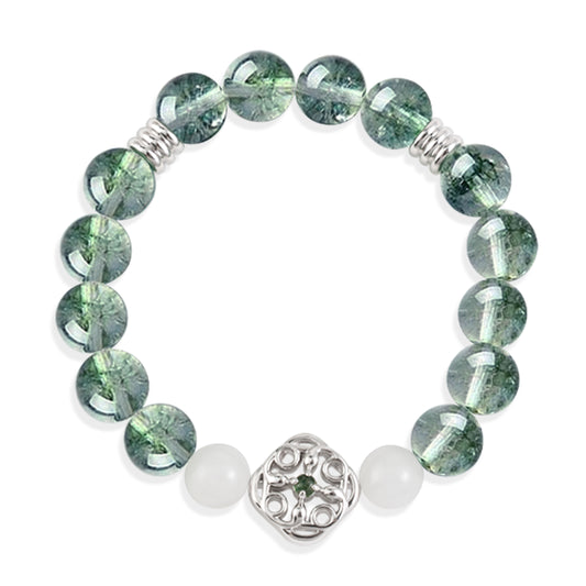 White Chalcedony Spacer Bead Green Specter Bracelet